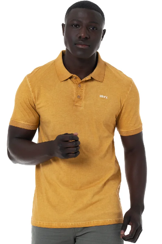 Men's organic fabric t-shirt-Dirty Dye Golfer _ 151915 _ Ochre