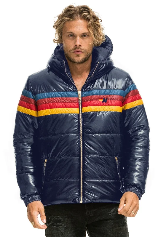 Men's breathable puffer jacket-4 STRIPE LUXE TREKKER JACKET - GLOSSY NAVY