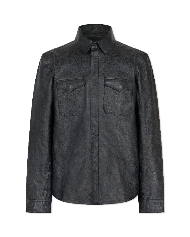 Men's functional utility jacket-Travis Leather Shirt Jacket