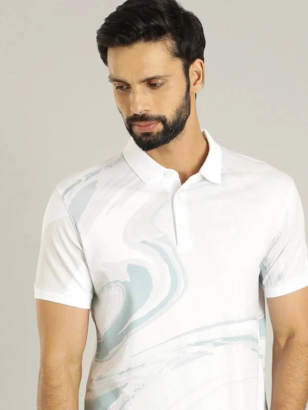 Men's weather-resistant casual wear polo shirt-Men Printed Polo T-Shirt