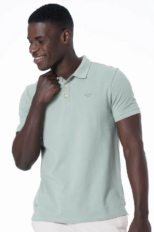 Men's lightweight active t-shirt-Pique Golfer _ 131381 _ Sage