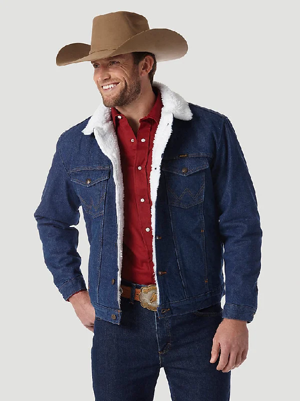 Men's lightweight field jacket-Wrangler Men's Cowboy Cut Sherpa Lined Denim Jacket