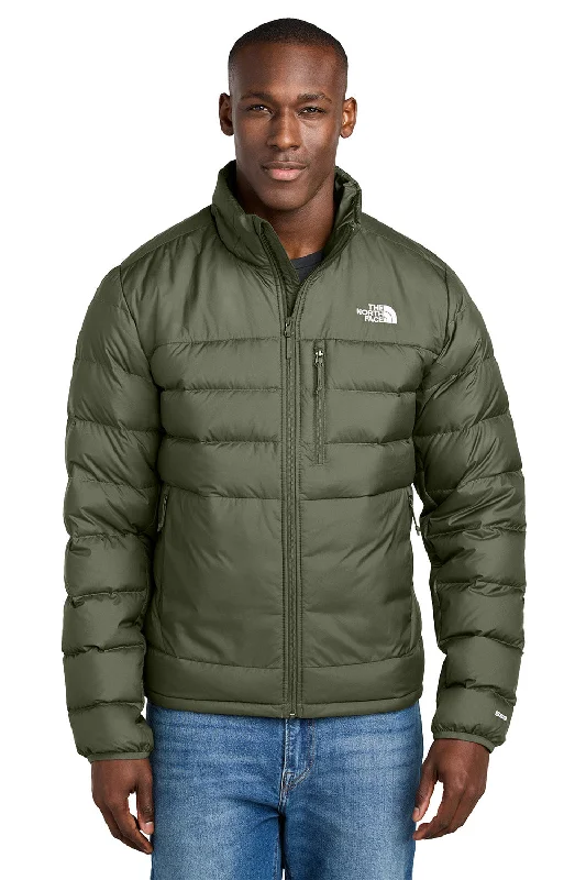 Men's summer puffer jacket-The North Face Mens Down Hybrid Water Resistant Full Zip Jacket - New Taupe Green - New