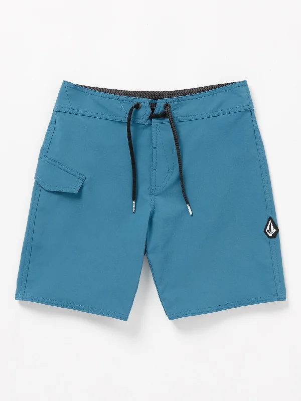 Men's fashion-forward beach shorts-Big Boys Lido Solid Mod-Tech Trunks - Aged Indigo