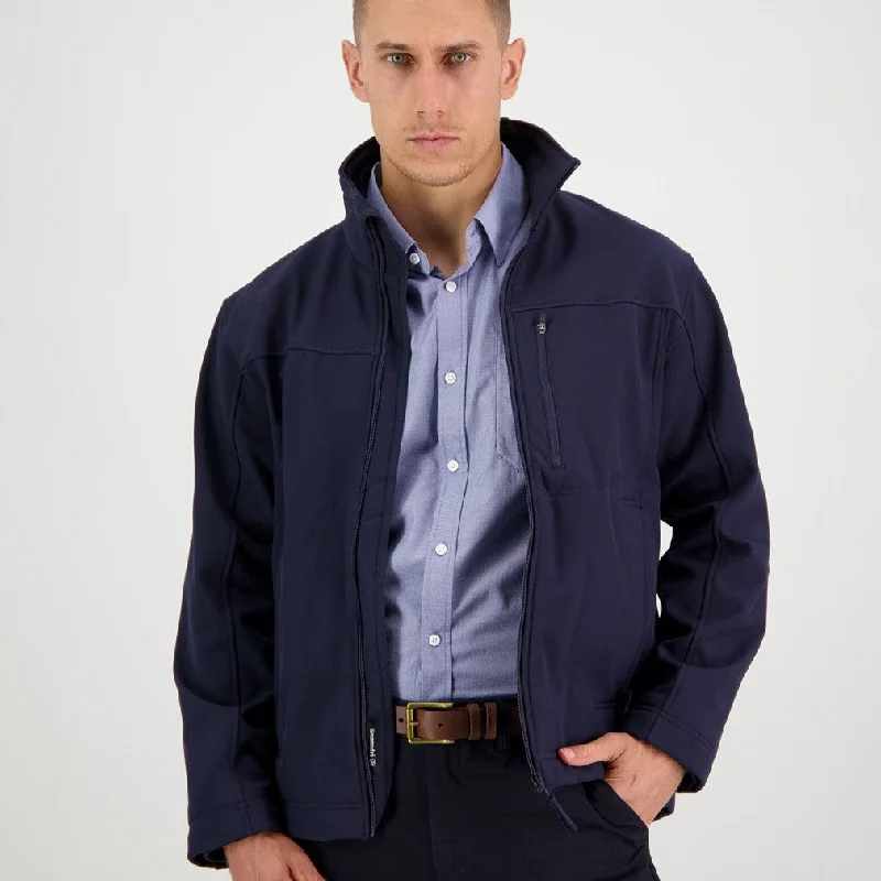 Men's weather-resistant trench coat-Redwoods Softshell Jacket - Fleece Lined - Navy