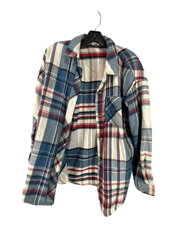 Men's fashion-forward utility jacket-Jacket Shirt By Maurices In Blue & Red & White, Size: S