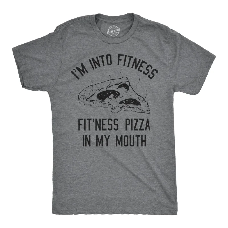 Men's nature-inspired graphic t-shirt-Fitness Pizza In My Mouth Men's T Shirt