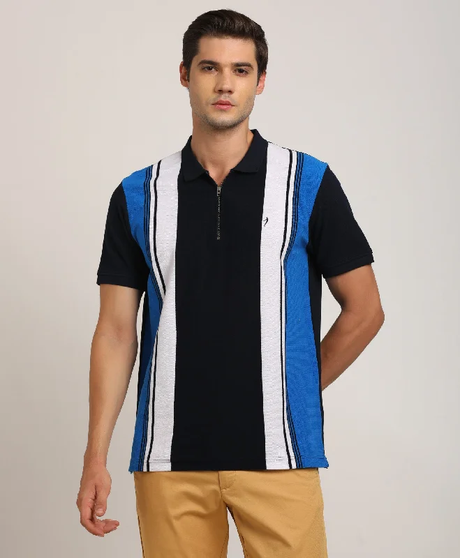 Men's pre-washed casual wear polo shirt-Men Color Block Polo T-Shirt