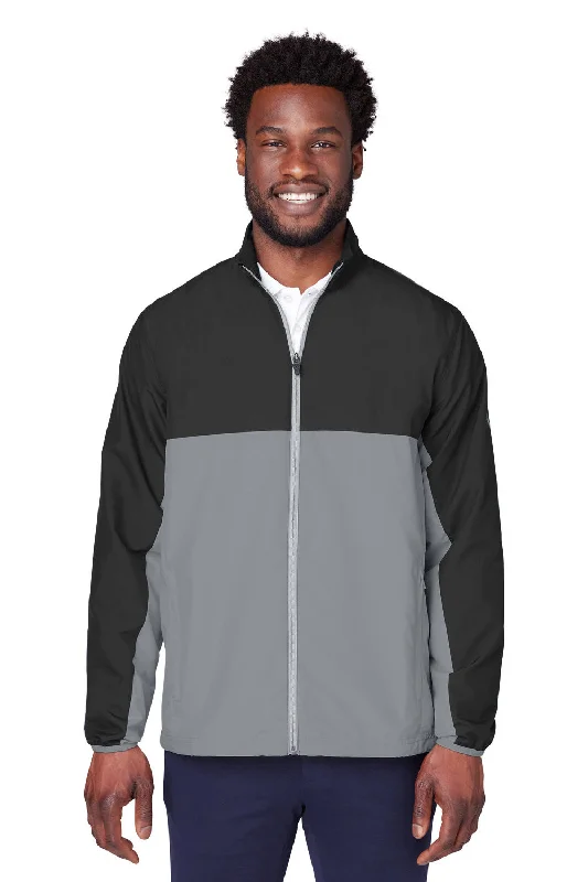 Men's lightweight leather jacket-Puma Mens 1st Mile Moisture Wicking Full Zip Wind Jacket - Black/Quiet Shade Grey