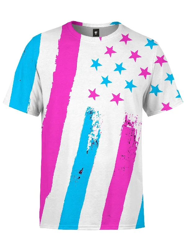 Men's ultra-soft t-shirt-Neon Flag Unisex Crew