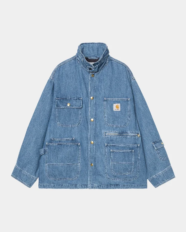 Men's quick-dry windbreaker-Carhartt WIP x INVINCIBLE Denim Chore Coat Max | Blue (stone washed)