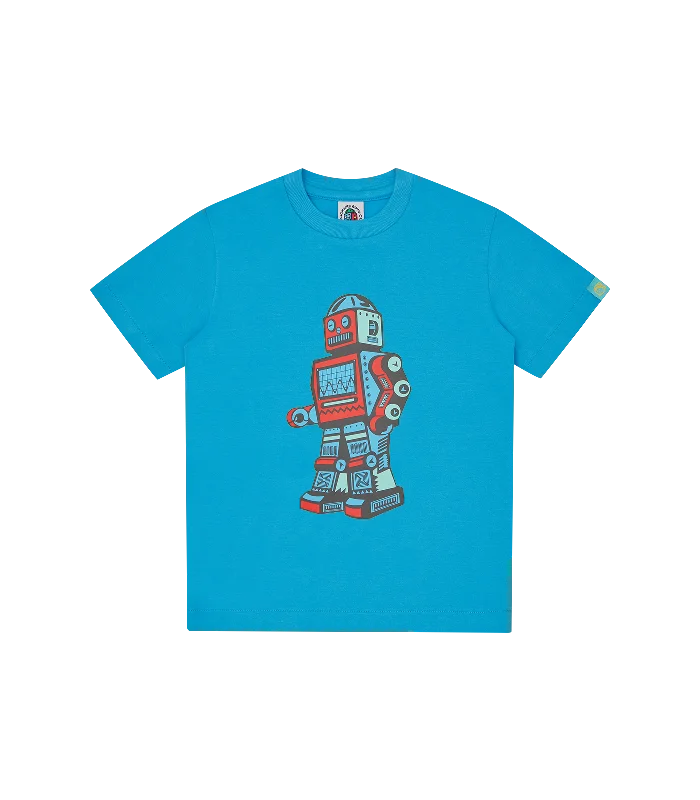 Men's ultra-soft t-shirt-KIDS WALKING ROBOT T-SHIRT - BLUE