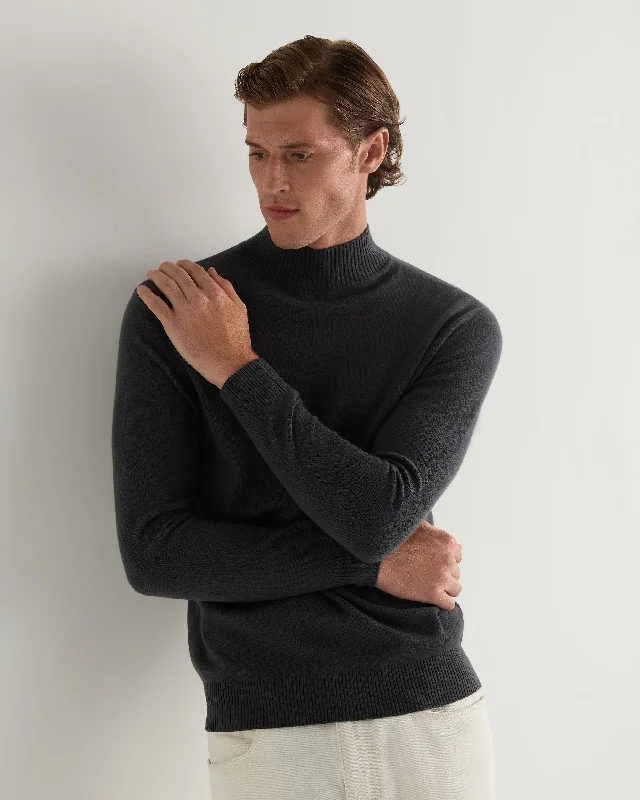 Men's urban knit-Men's Mayfair Turtle Neck Cashmere Sweater Anthracite Grey