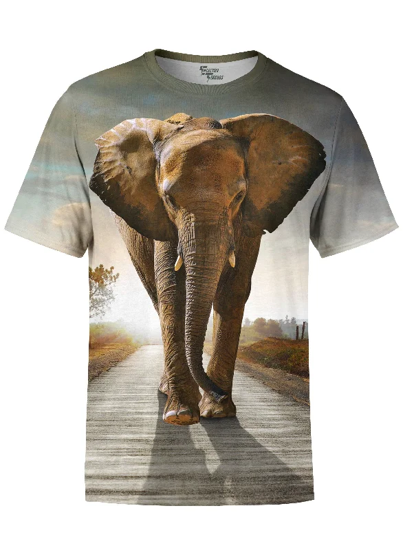 Men's pre-shrunk t-shirt-Walking with Elephants Unisex Crew