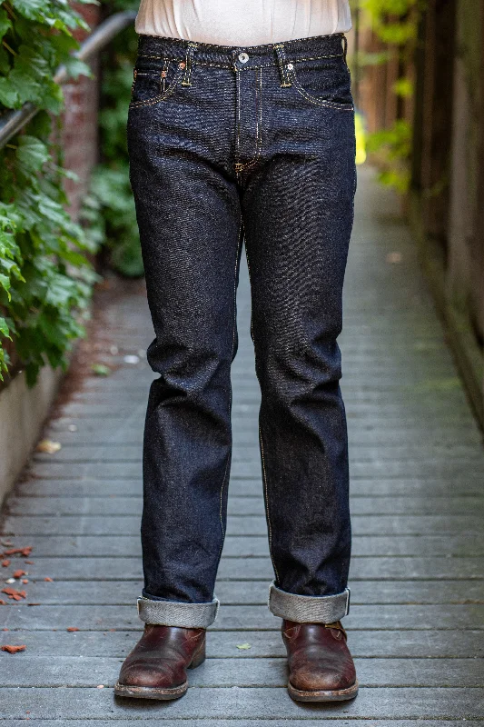 Men's sustainable travel pants-Iron Heart IH-666S-142 14oz Selvedge Denim Slim Straight Cut Jeans - Indigo