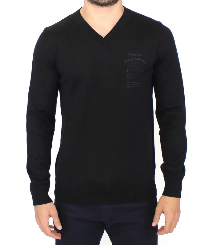 Men's moisture-wicking knitwear-Ermanno Scervino  Wool Blend V-neck Pullover Men's Sweater