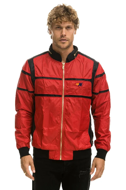 Men's pre-washed leather jacket-RACER JACKET - CHERRY