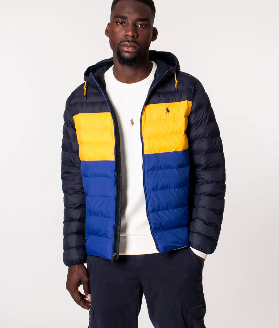 Men's organic denim jacket-Polo Ralph Lauren - Packable Water-Repellent Jacket - Blue & Yellow