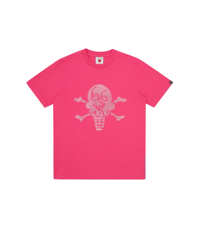 Men's comfy lounge t-shirt-RHINESTONE CONES & BONES T-SHIRT - PINK