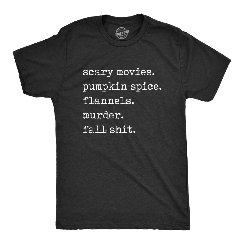 Men's vintage graphic t-shirt-Scary Movies Pumpkin Spice Flannels Murder Fall Shit Men's T Shirt