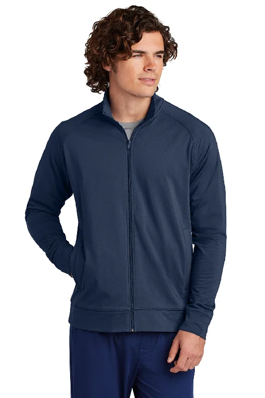 Men's all-season jacket-Sport-Tek Mens Sport-Wick Moisture Wicking Full Zip Cadet Jacket - True Navy Blue - New