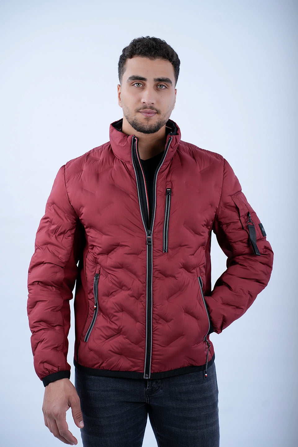 Men's fashionable bomber-Tom Tailor Hybrid Bordo Jacket