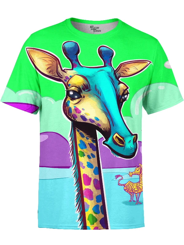 Men's vintage graphic t-shirt-Neon Giraffe Unisex Crew