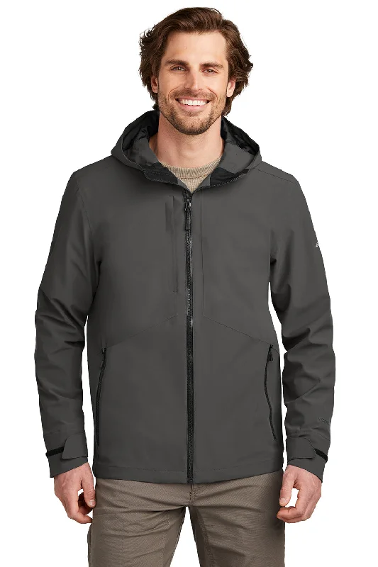 Men's performance puffer jacket-Eddie Bauer Mens WeatherEdge Plus Waterproof Full Zip Hooded Jacket - Iron Gate Grey