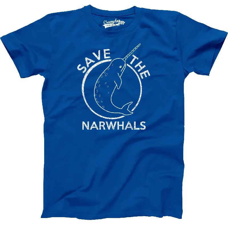 Men's lightweight active t-shirt-Save The Narwhals Men's T Shirt