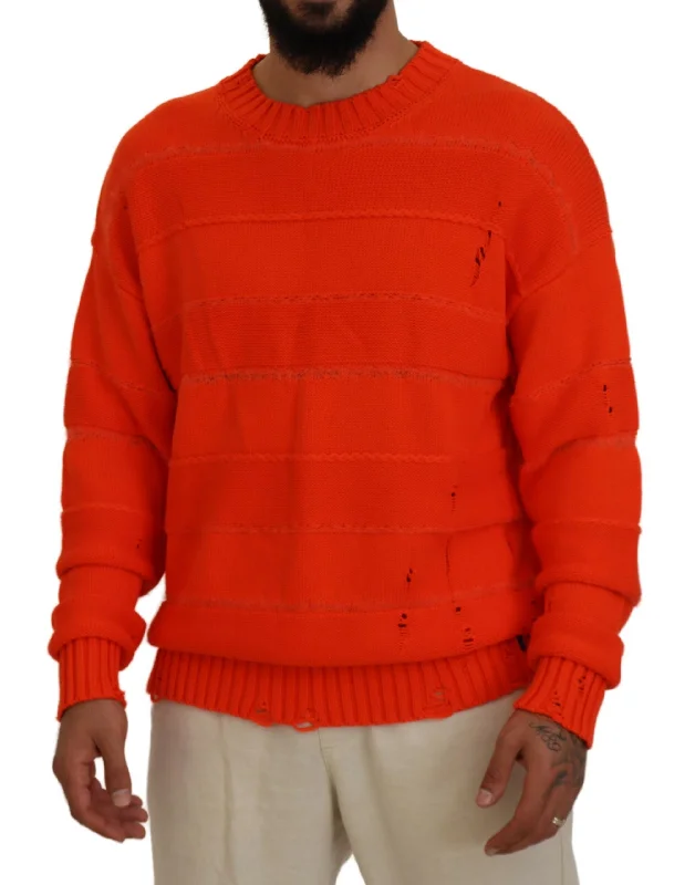 Men's ribbed sweater-Dsquared² Cotton Long Sleeves Men Pullover Men's Sweater (Pre-Owned)