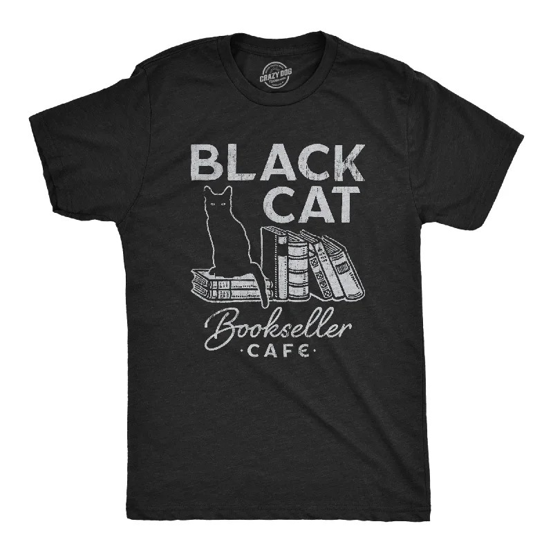 Men's pre-shrunk t-shirt-Black Cat Bookseller Cafe Men's T Shirt