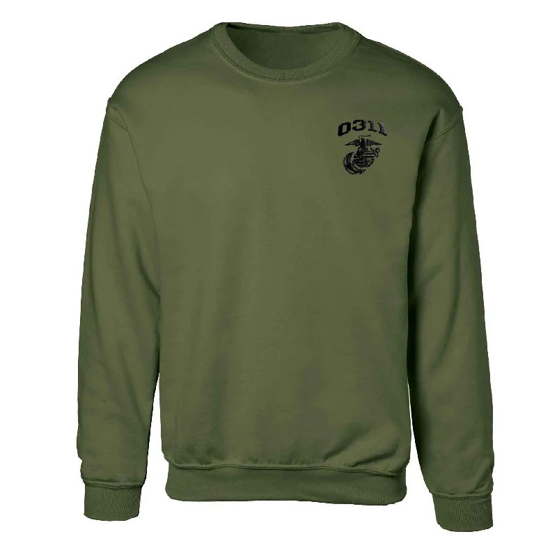 Men's casual pullover-Marine Corps MOS Embroidered Sweatshirt - OD Green with Black