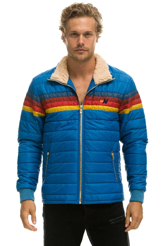 Men's sporty field jacket-4 STRIPE RAINBOW SLEEVE JACKET  -  SNORKEL BLUE