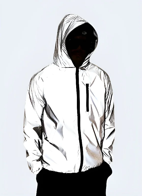 Men's sporty bomber jacket-Silver Reflective Jacket