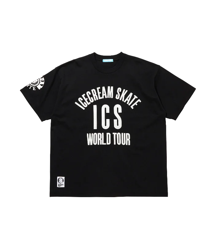 Men's bold graphic t-shirt-FELT LOGO WORLD TOUR T-SHIRT - BLACK