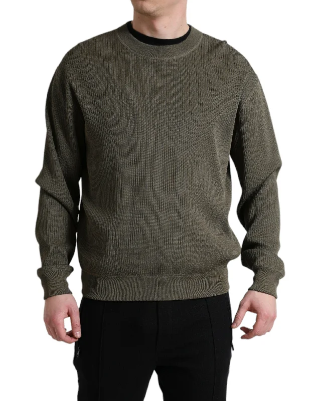 Men's cardigan sweater-Dolce & Gabbana Elegant Crew Neck Men's Sweater