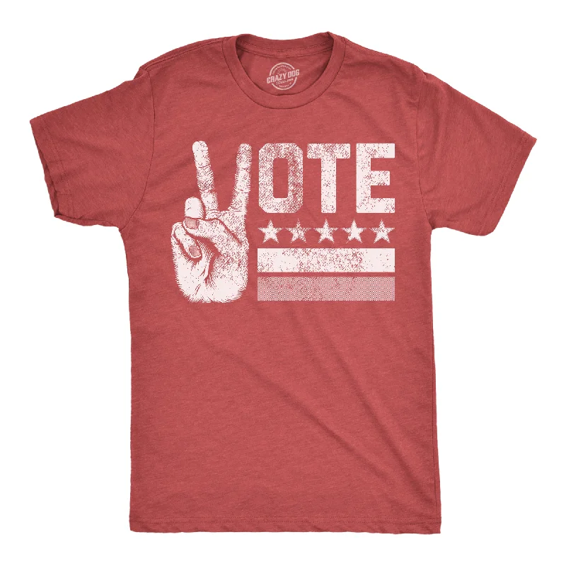 Men's minimalist design t-shirt-Vote Peace Hand Men's T Shirt