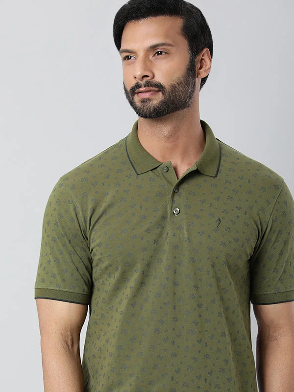 Men's durable office polo shirt-Men Printed Polo T-Shirt