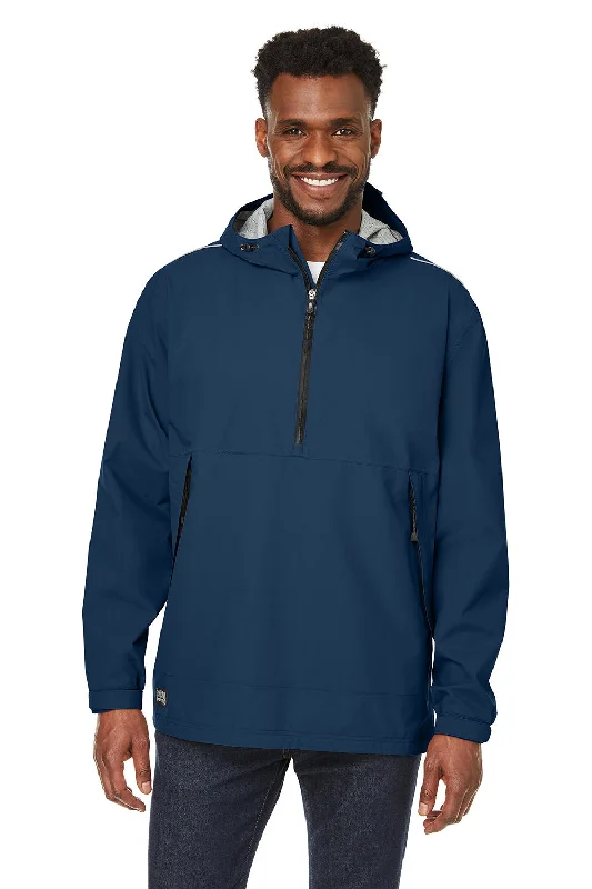 Men's modern puffer coat-Dri Duck Mens Challenger Stain Resistant 1/4 Zip Hooded Anorak Jacket - Deep Blue