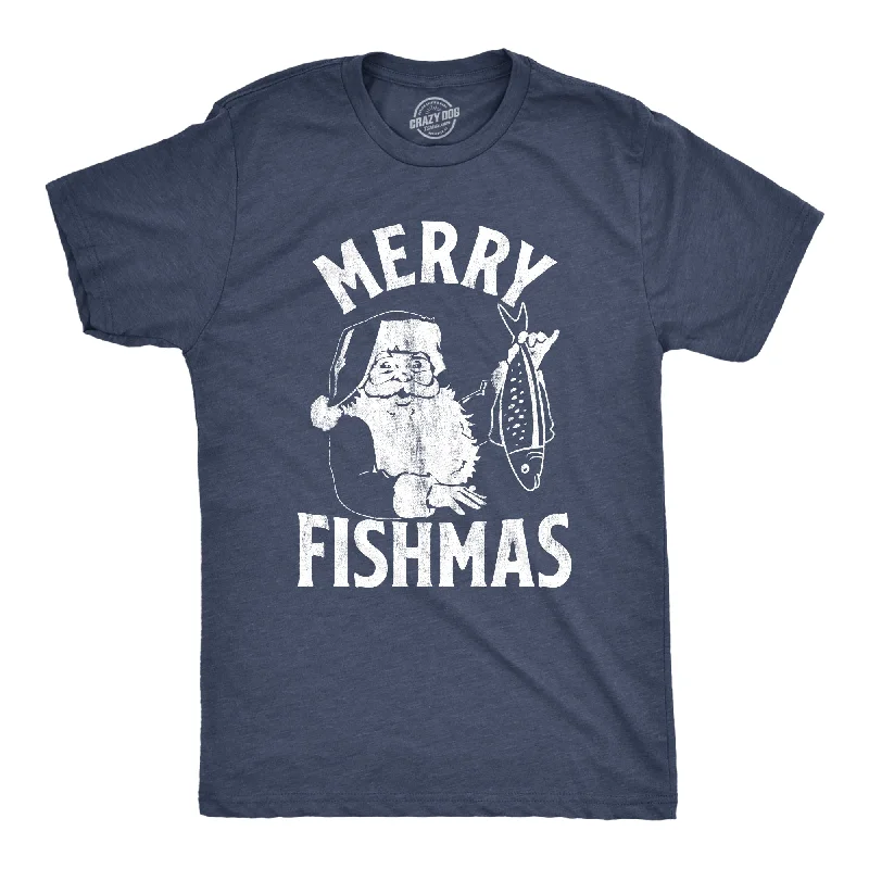 Men's eco-friendly fabric t-shirt-Merry Fishmas Men's T Shirt