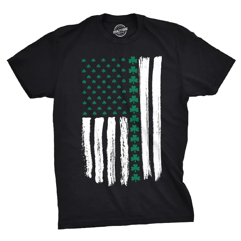 Men's comfy lounge t-shirt-Shamrock American Flag Men's T Shirt