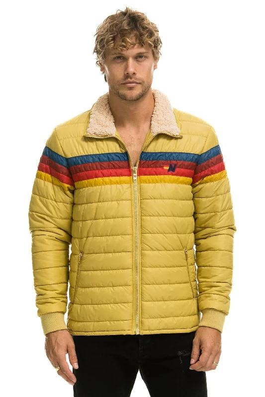 Men's all-season jacket-4 STRIPE RAINBOW SLEEVE JACKET  -  KHAKI