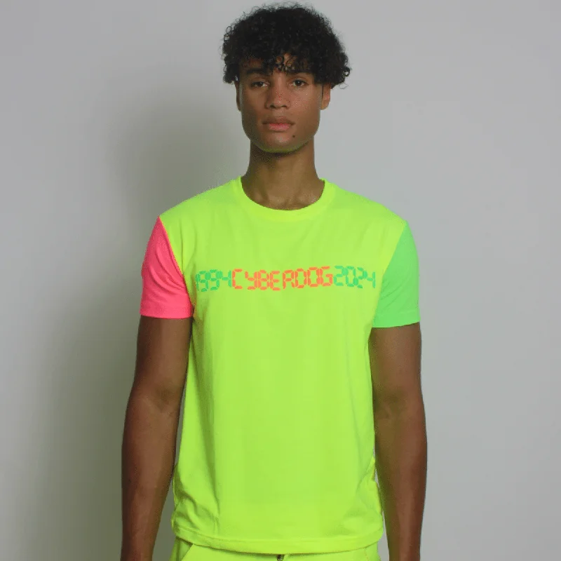 Men's pre-shrunk t-shirt-RAVE ON T-SHIRT MUTLI NEON MENS