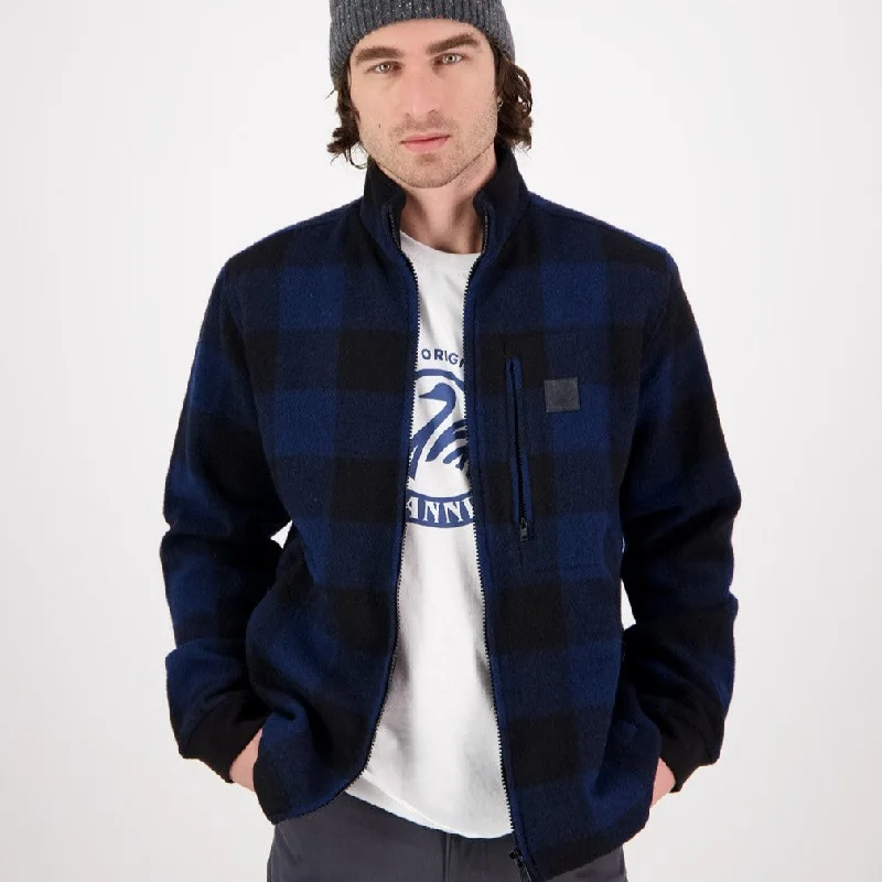 Men's quick-dry field jacket-Traquair Station Wool Jacket - Pacific Check