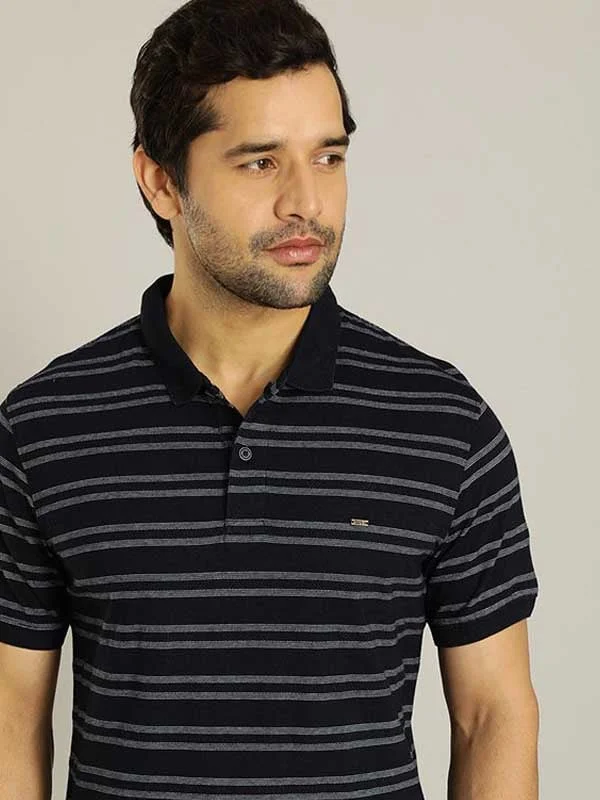 Men's tech-inspired office polo shirt-Men Striped Polo T-Shirt