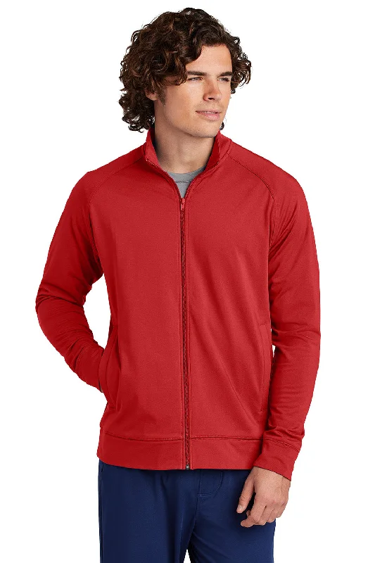 Men's functional utility jacket-Sport-Tek Mens Sport-Wick Moisture Wicking Full Zip Cadet Jacket - Deep Red - New