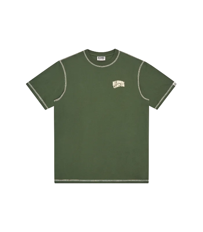 Men's bold graphic t-shirt-SMALL ARCH LOGO CONTRAST STITCH T-SHIRT - GREEN