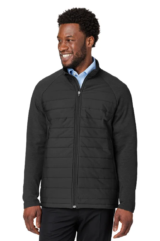 Men's sporty field jacket-Devon & Jones Mens New Classics Charleston Hybrid Full Zip Jacket - Black Melange/Black