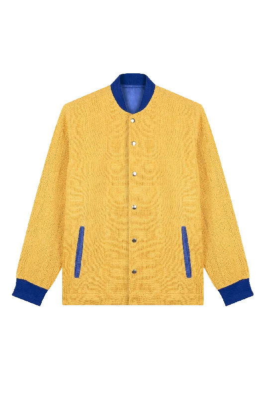 Men's performance utility jacket-The Burna VII yellow + royal blue bomber jacket