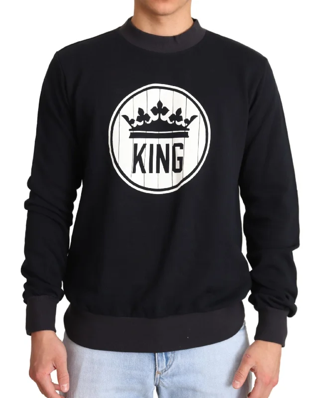 Men's travel knit-Dolce & Gabbana Regal Crown Motive Crewneck Men's Sweater